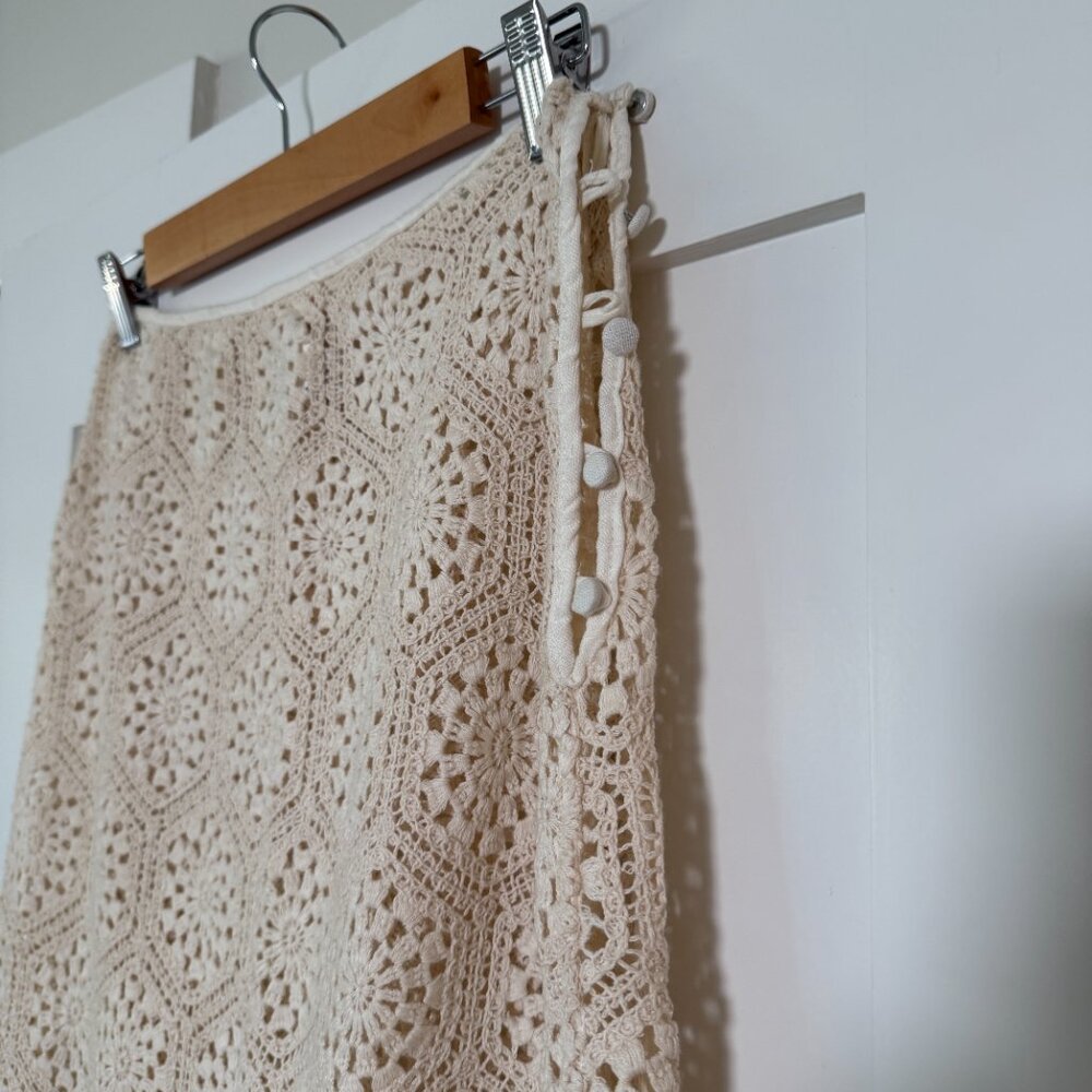 Agua Bendita Women's Floral Crochet Ivory Tove Seed Skirt Size - S - Picture 7 of 7
